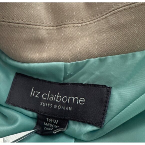 Liz Claiborne Beige Blazer Jacket Pinstriped Lined 3 Button Defined Waist 18W - Picture 7 of 8